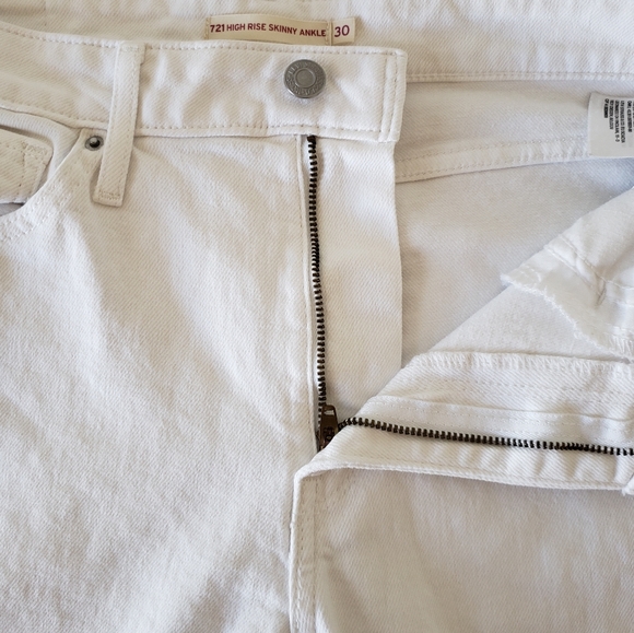 Levi's 721 Jeans Women's Size 30 High-rise Skinny Ankle Distressed White Denim - Picture 6 of 15